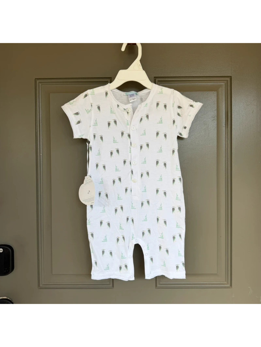 Feather Baby Pima Cotton Romper Herons Marsh Print 18-24 Months NWT